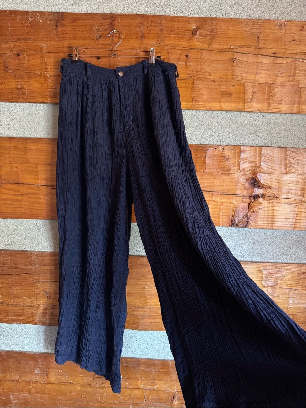 Navy Savannah Morrow bamboo silk wide leg pant